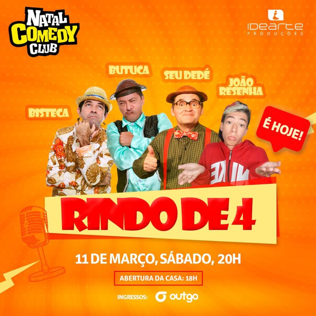 Cartaz de espetáculo de humor chamado "Rindo de 4"