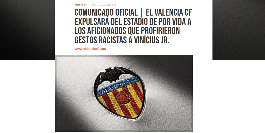 Valencia promete identificar e banir torcedores que atacaram Vini Jr