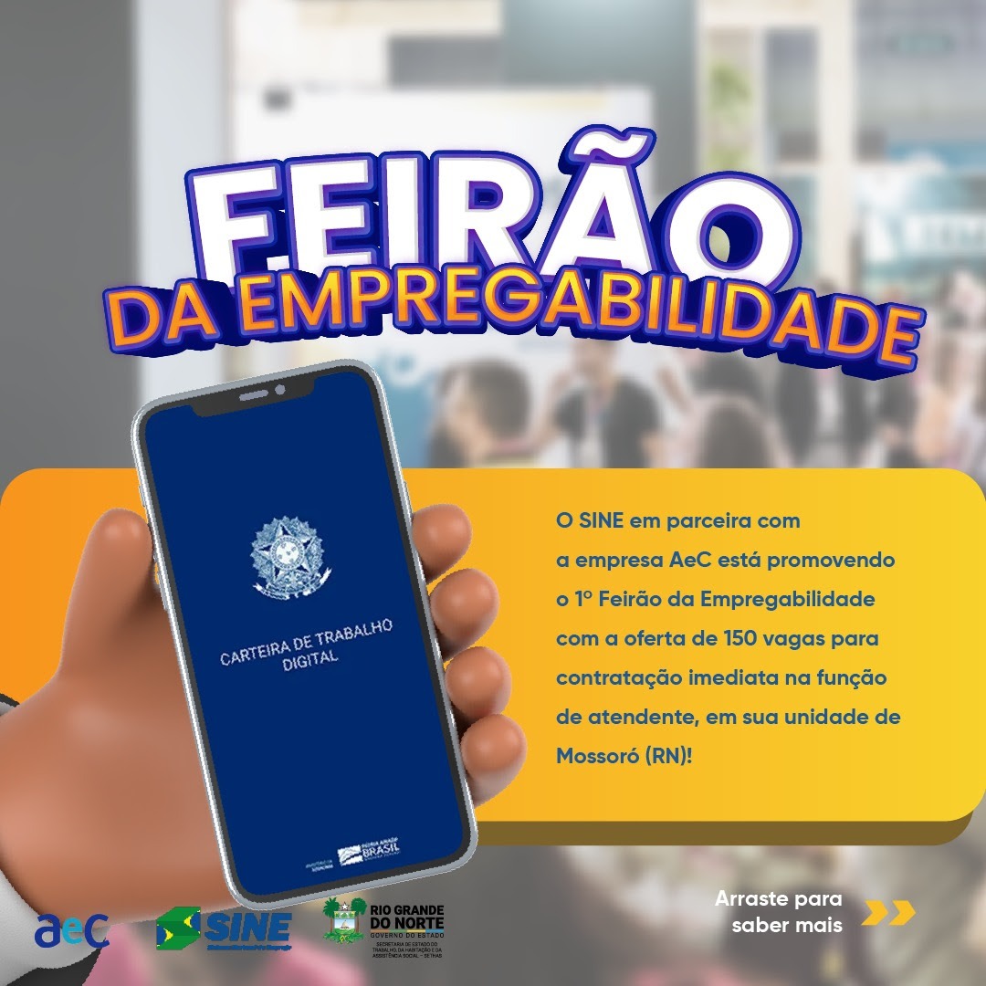 AeC abre vagas de emprego em Mossoró com oportunidade para