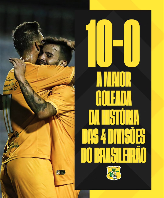 Brasiliense comemorou nas redes a maior goleada do Campeonato Brasileiro. Foto: Instagram