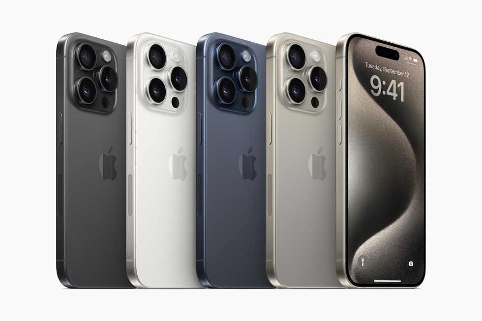 Na linha Pro, o iphone 15 vem com acabamento em titânio. Foto: Apple