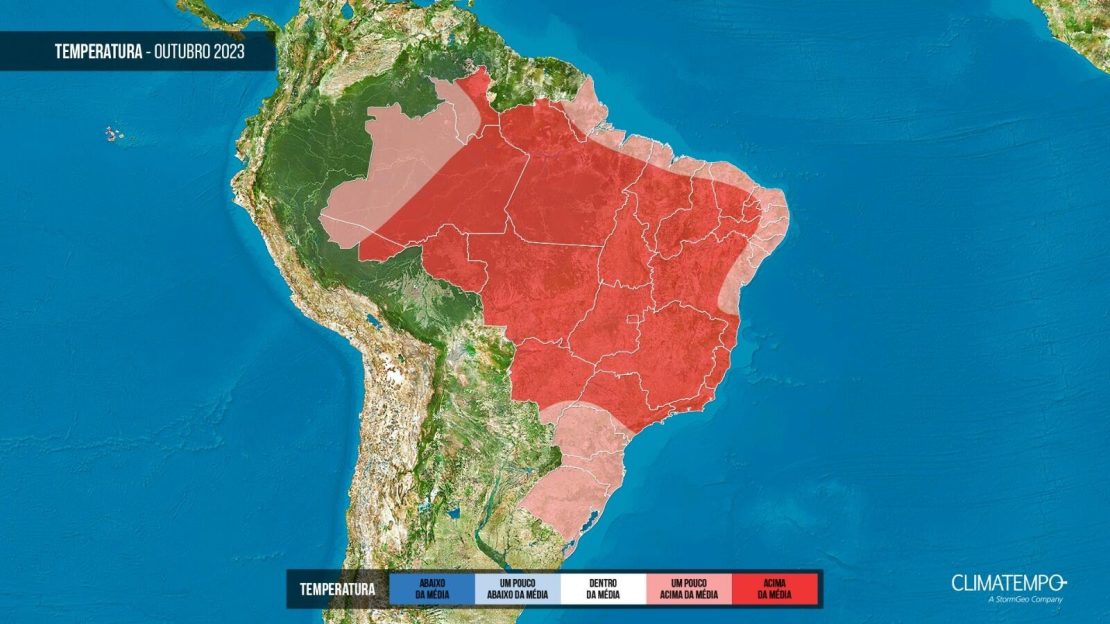 Com a chegada de outubro, o calor deve persistir, junto às chuvas no Sul do País. Imagem: Climatempo