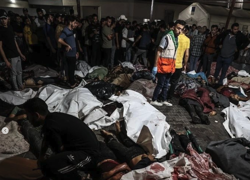 Ataque aéreo a hospital na Faixa de Gaza teria matado e ferido centenas de pessoas, incluindo crianças. Foto: Reprodução Instagram 