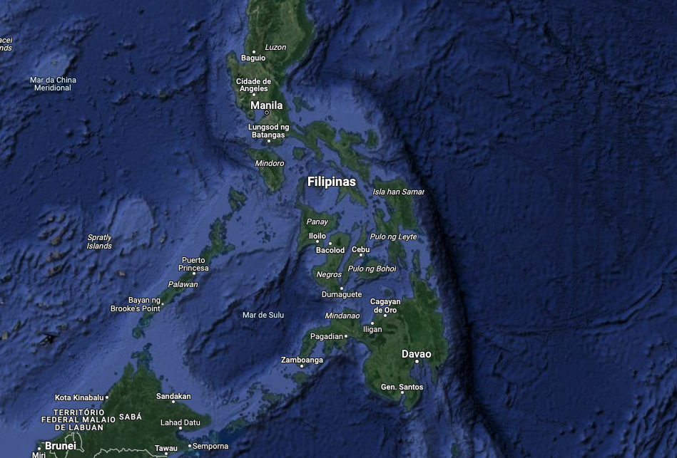 Ondas do tsunami devem atingir o sul das Filipinas e partes da Indonésia, Palau e Malásia. Foto: Google Maps