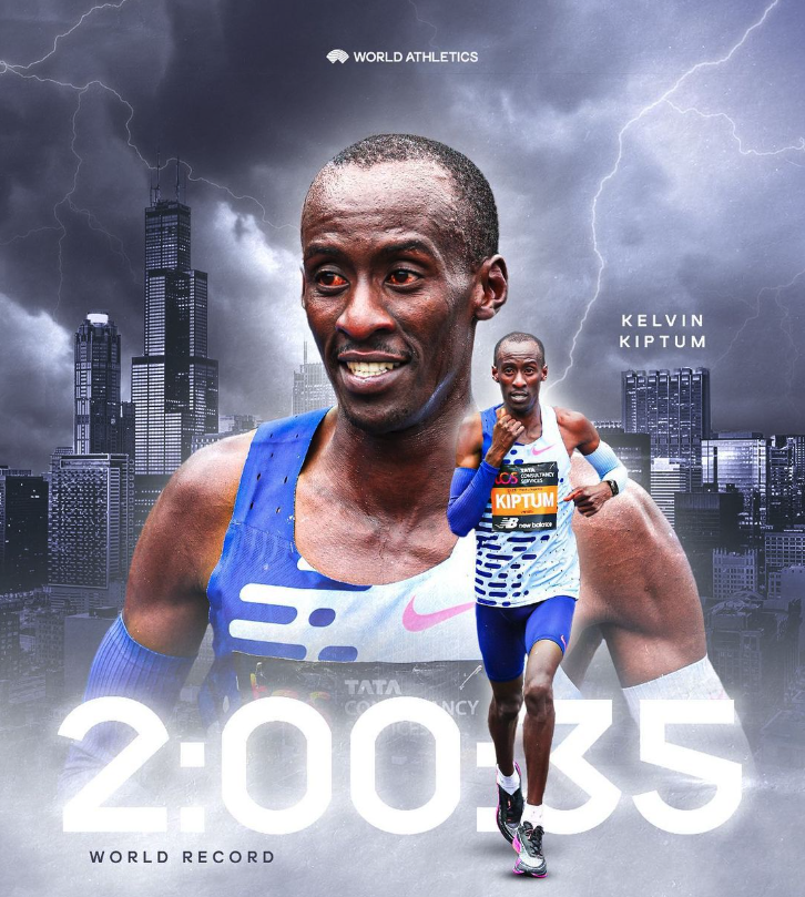 O recordista mundial de maratona queniano Kelvin Kiptum era o único no mundo a completar uma maratona abaixo das 2 horas e 1 minuto. Foto: Instagram