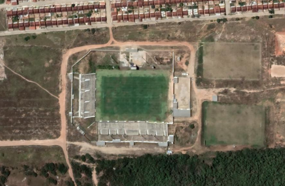 Estádio Barrettão, sede do Globo Futebol Clube, foi incluído em lote do primeiro leilão do TRT em 2024. Foto: Google Earth