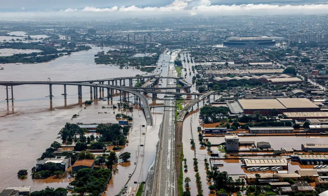 Inundações causadas por intensas chuvas no Rio Grande do Sul (RS) é um exemplo de evento climático extremo. Foto: Ricardo Stuckert/PR