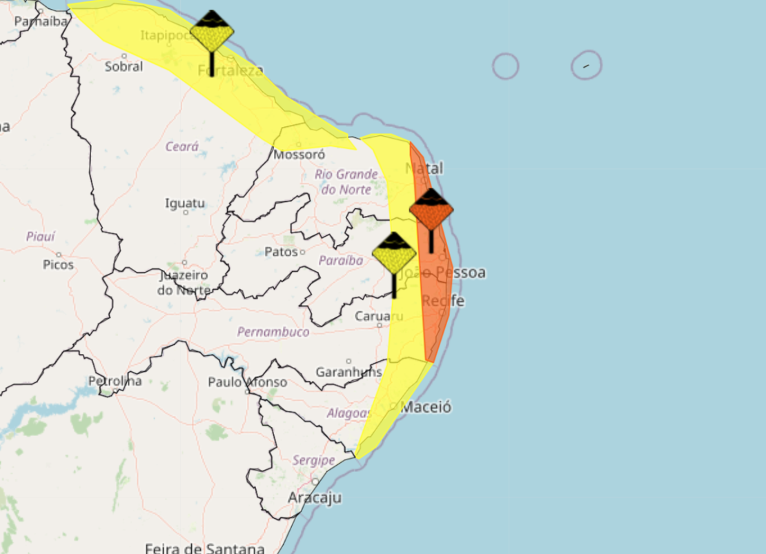 Inmet já havia emitidio um alerta amarelo para acúmulo de chuva nesta sexta-feira no RN. Foto: Reprodução 