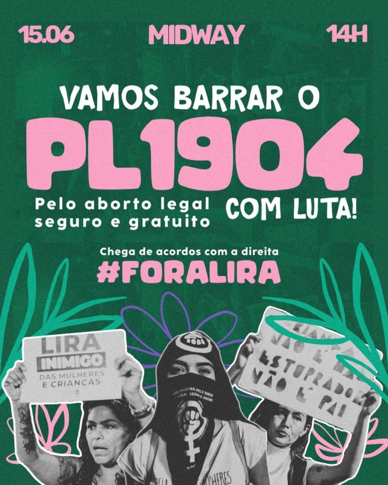 Protesto contra o PL do Aborto em Natal será no sábado às 15h em frente ao Midway. Foto: Reprodução