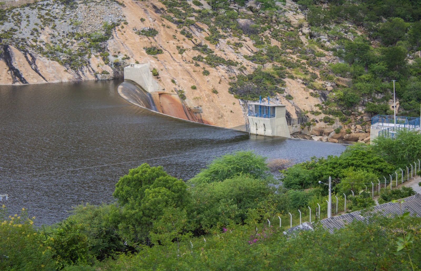 No período chuvoso de 2024, o Gargalheiras foi um dos reservatórios que chegaram aos 100%. Foto: Felipe Alecrim/AssecomRN