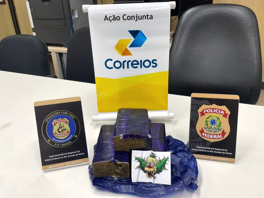 PF aprendeu maconha e haxixe enviados ao RN pelos Correios. Foto: Polícia Federal