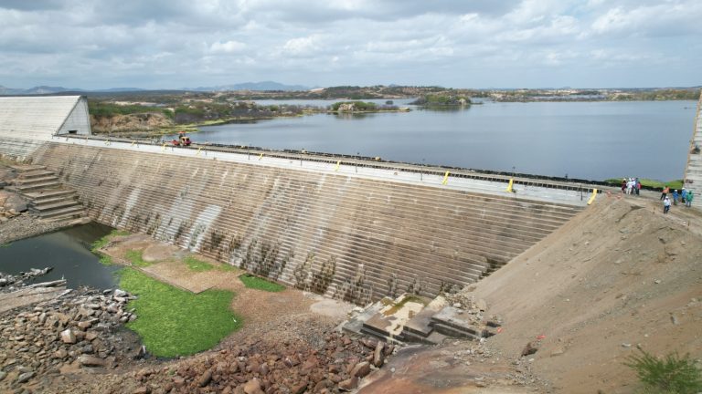 A barragem de Oiticica tem capacidade para acumular 598 milhões de metros cúbicos. Foto: Heros Lucena/GovRN