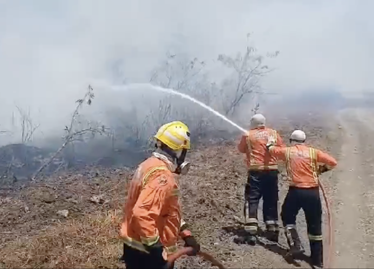 Bombeiros combatem mais um incêndio no RN, agora na divisa de Apodi com Felipe Guerra. Foto: Reprodução