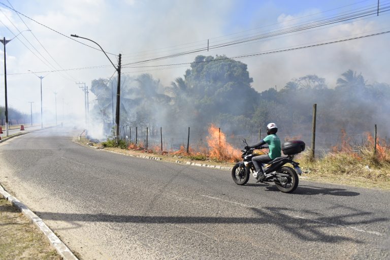 Incêndio em área na Rota do Sol ocorreu por volta das 13h30. Foto: Everton Dantas/NOVO Notícias